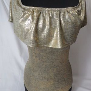 Gold off the shoulder body suit